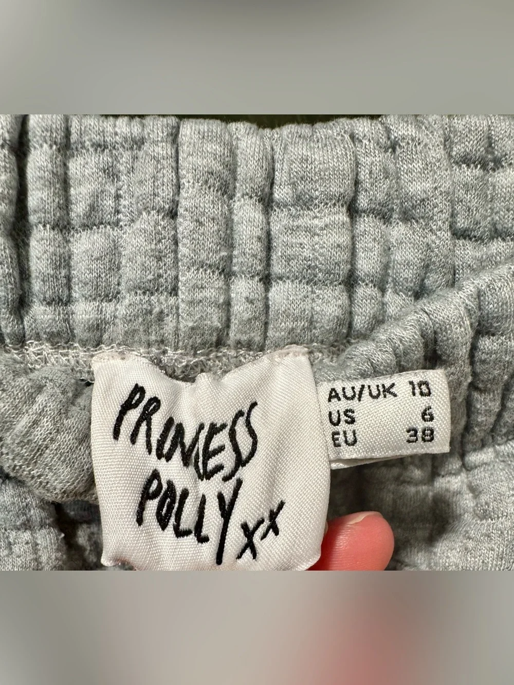 Princess Polly Quilted Jogger Pants - Light Gray Size 6 - Picture 2 of 4